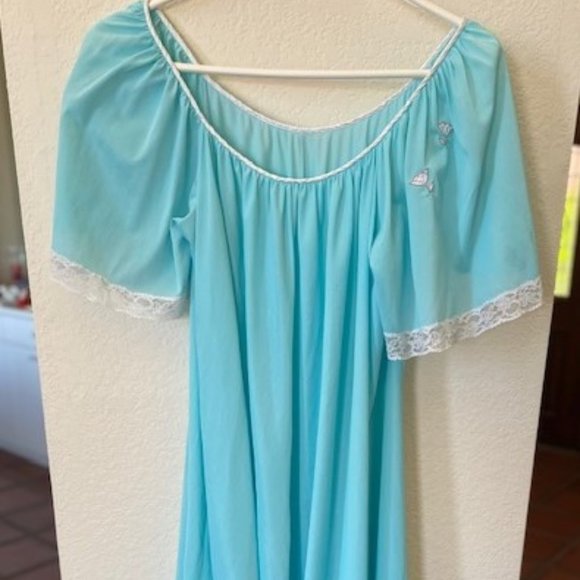 CLAIRE BY LUCIE BEVERLY HILLS VTG BLUE NIGHT GOWN - Picture 3 of 9